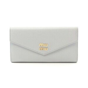 Miu Miu Vitello Dino Tri fold Leather Long Wallet Blue